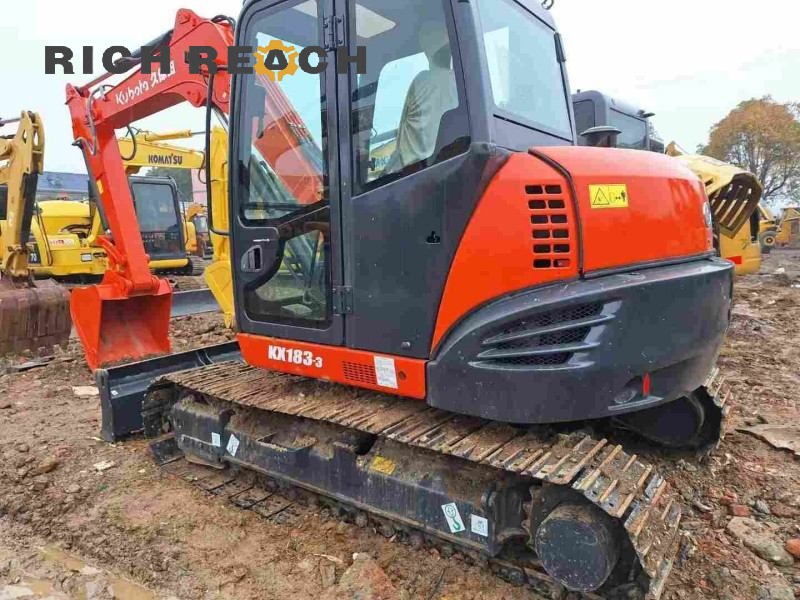 Front blade and boom of a 2025 Kubota KX183-3 used excavator for sale, second-hand 8-ton low hour $15,278 Richreach